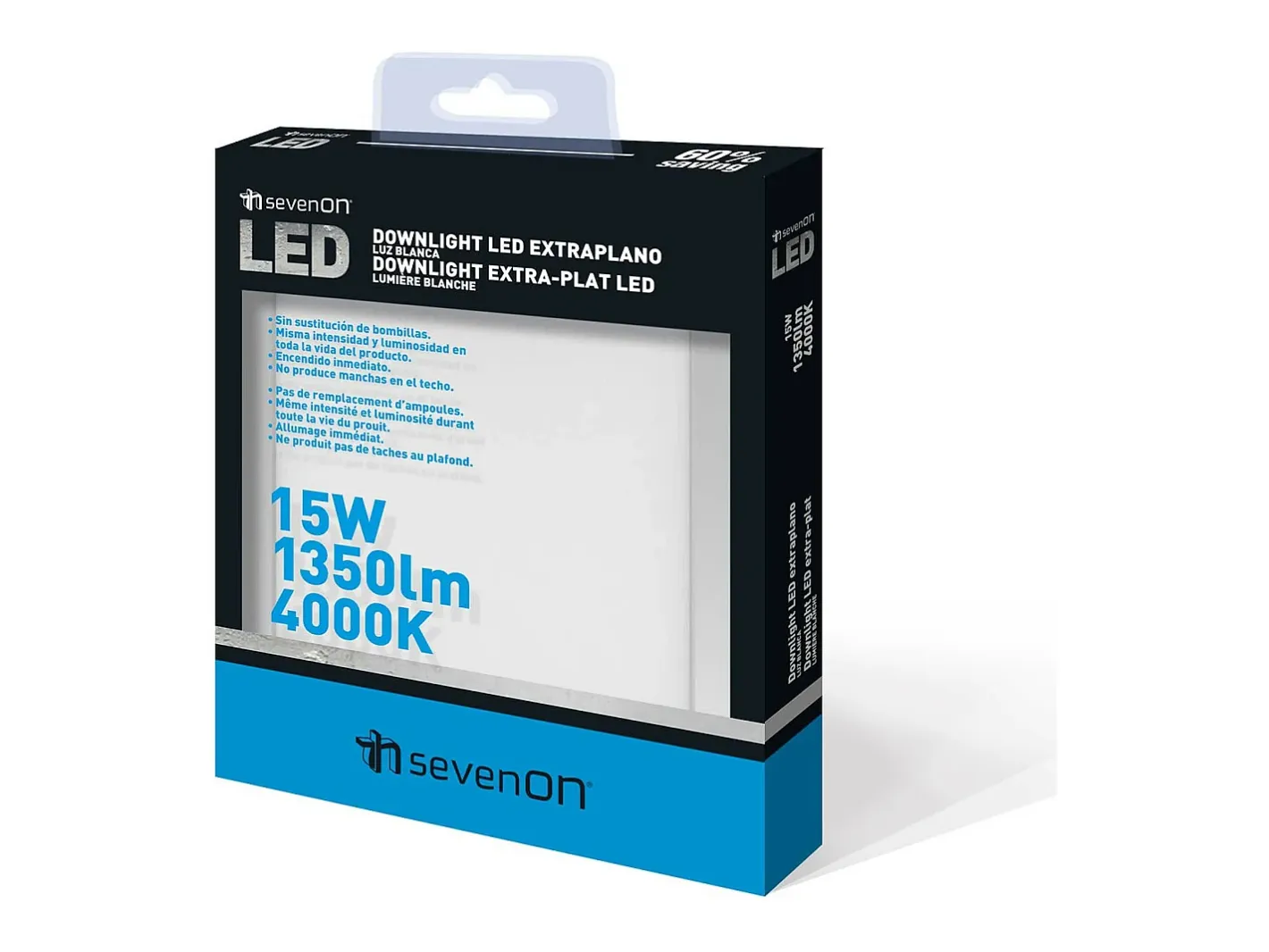 7H SEVENON Downlight LED Ultraslim Empotrable Cuadrado 15W 1100lm 20.5x20.5cm 4000K Aluminio 7hSevenOn LED Gris Discount