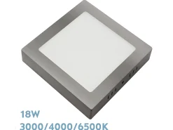 Discount AKUNADECOR Downlight Led 18w Modelo Gabro Cuadrado Niquel 3000k-4000k-6500k Plateado