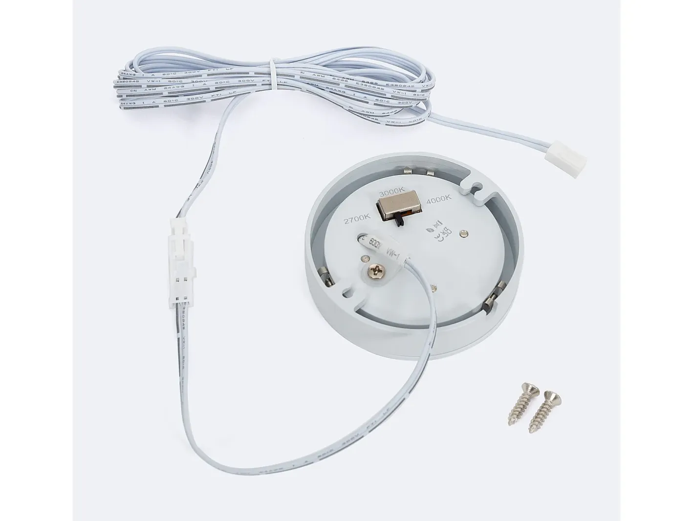 Ledkia Plafón-Downlight Plafón LED Bajo Mueble 3W 12V DC Circular Ø70 mm Seleccionable (Cálido-Neutro) Multicolor