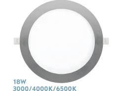 New AKUNADECOR Downlight Redondo Modelo Silex Led Niquel 18w 3000-4000-6500k Plateado