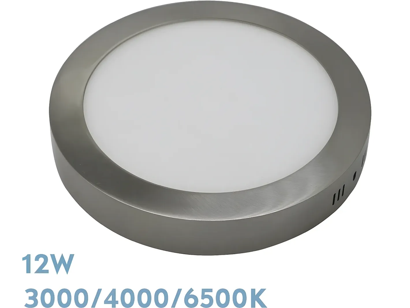 AKUNADECOR Plafón-Downlight Redondo Niquel Diorita 12w 3000k-4000k-6500k Plateado