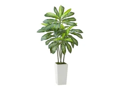Discount Dracaena Artificial SucceBuy, 1,5 m, Planta Artificial Tropical en Maceta Blanca, Falso Árbol Tropical, Planta Falsa Hojas Polietileno para Salón, Oficina Verde