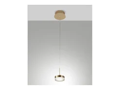 Sale Dunk - Lámpara colgante individual de latón satinado de Fabas Luce - LED regulable de 8 W, diseño moderno Amarillo