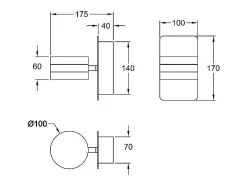Aplique Para Pared-Dunk - Lámpara de pared redonda Fabas Luce de 2 luces - Aplique LED regulable de 16 W - Aluminio cepillado Gris