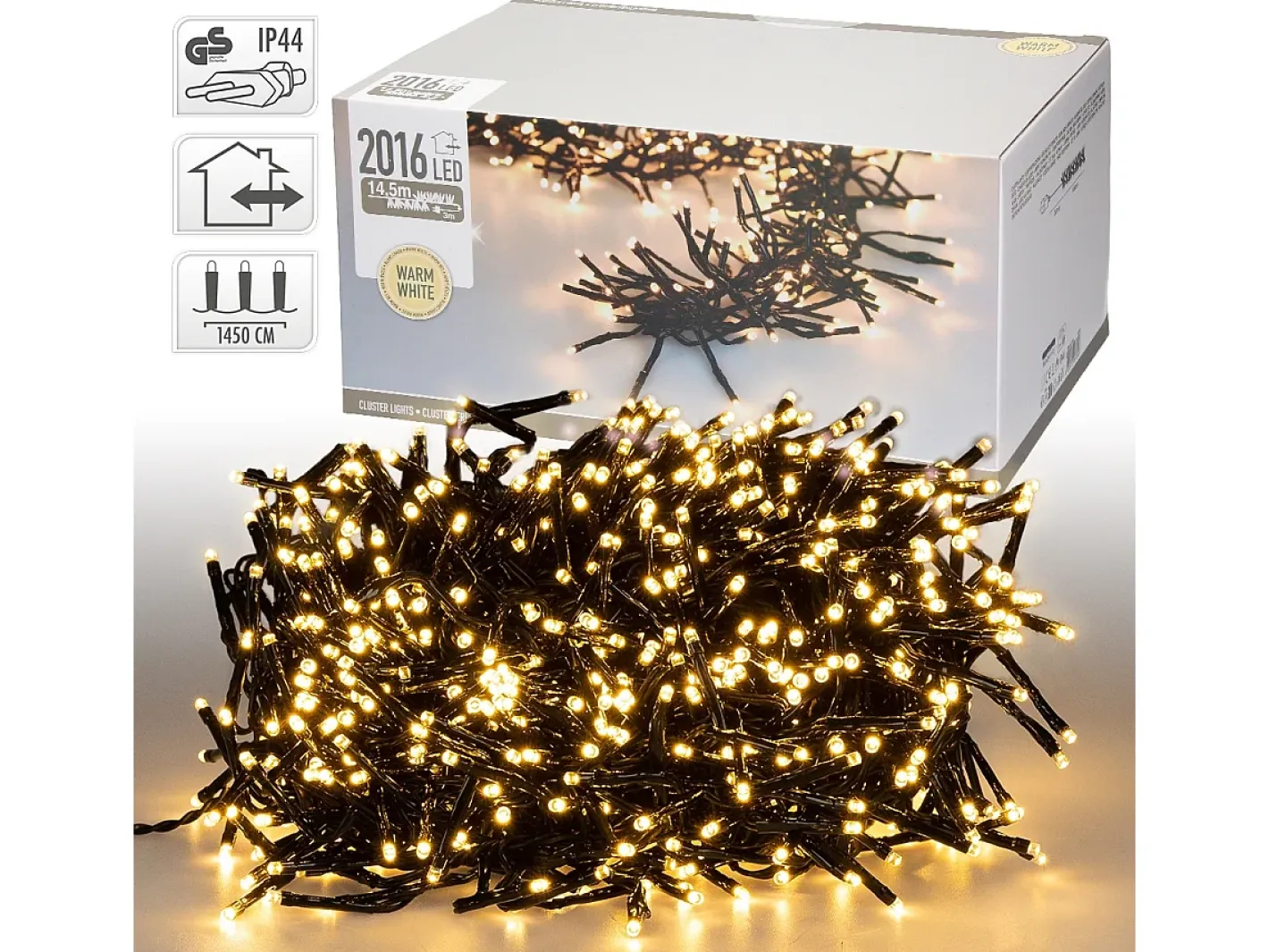 Outlet ECD Germany Luces navideñas 2016 LEDs 14,5m blanco cálido guirnalda luminosa impermeable interior/exterior IP44 iluminación para árbol de navidad Verde