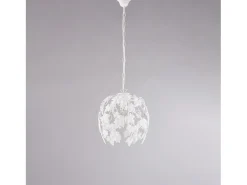 Lámpara Suspendida-Edera - Lámpara de araña de hierro lacado en con decoración. Efecto shabby chic y pedrería de cristal 1 luz X 97 - Ø30 - BL50-1-BCO Blanco
