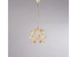 Edera - Lámpara de araña y oro antiguo con cristal de strass, 1 luz, 97 cm Ø30 Marfil Best