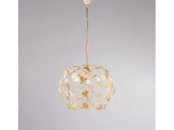 Lámpara Suspendida-Edera - Lámpara de araña y oro antiguo con cristal de strass, 3 luces Ø50 cm Marfil