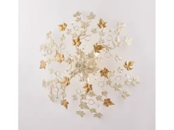 Edera - Lámpara de techo en hierro lacado marfil con decoración. Oro antiguo y pedrería de cristal 6 luces H.22 - Ø80 - BL50-PL6-AV Dorado Best