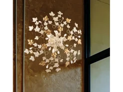Edera - Lámpara de techo en hierro lacado marfil con decoración. Oro antiguo y pedrería de cristal 6 luces H.22 - Ø80 - BL50-PL6-AV Dorado Best