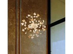 Edera - Lámpara de techo marfil con cristal de strass y acabado oro antiguo, 4 luces Ø60 cm Dorado Clearance