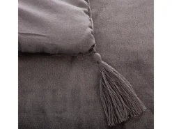 Atmosphera Edredón de terciopelo con borlas 80 x 180 cm Gris