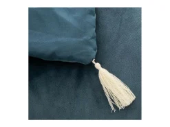 Atmosphera Edredón de terciopelo con borlas 80 x 180 cm Azul Discount