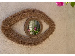 Bazar Bizar Espejo De Pared|Espejo-El Espejo Raffia Eye - Natural - M Color natural claro