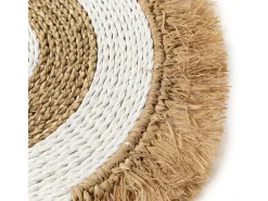 Hot Bazar Bizar El Individual De Rafia Y Hierba Marina - Natural Blanco Multicolor