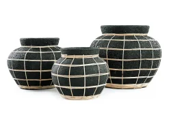 Bazar Bizar Jarrón-El Jarrón Belly - Natural - S Negro