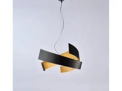 Elisa - Lámpara colgante negra con decoración interior dorada y cables de acero ajustables, 3 luces Dorado