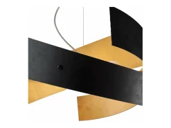 Elisa - Lámpara colgante negra con decoración interior dorada y cables de acero ajustables, 3 luces Dorado