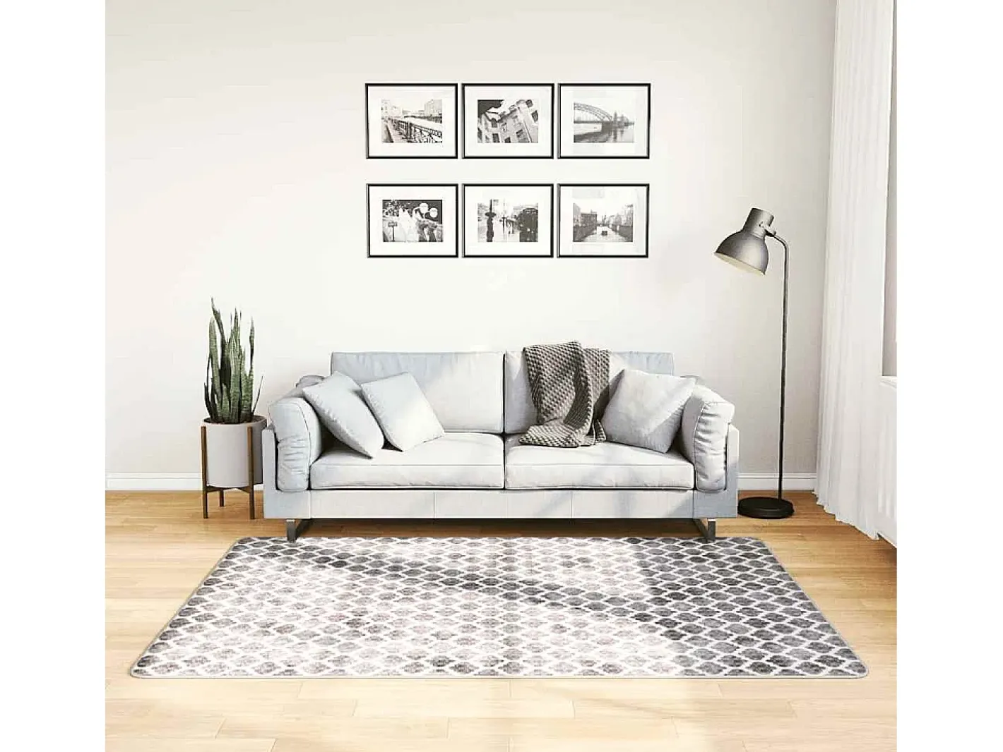 Garden Furniture Alfombra De Salón-Elsje Alfombra lavable antideslizante multicolor 120x180 cm Gris