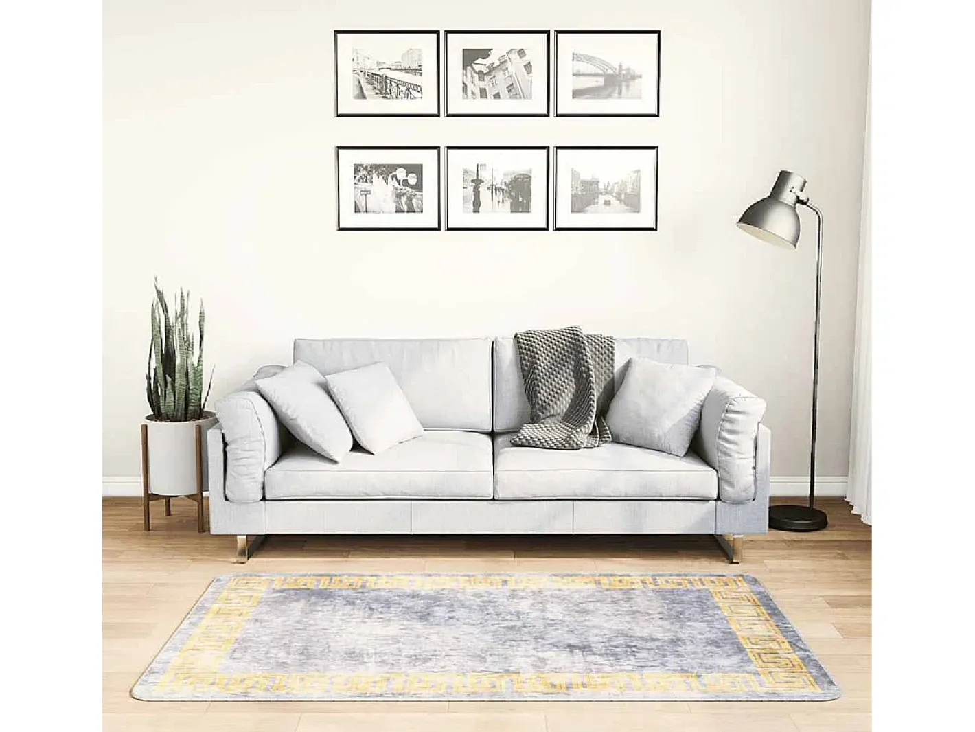 Online Garden Furniture Elsje Alfombra lavable antideslizante 80x150 cm Gris