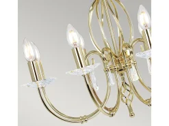 Outlet Elstead Aegean 8 ljus ljuskrona polerad mässing, E14 Camel