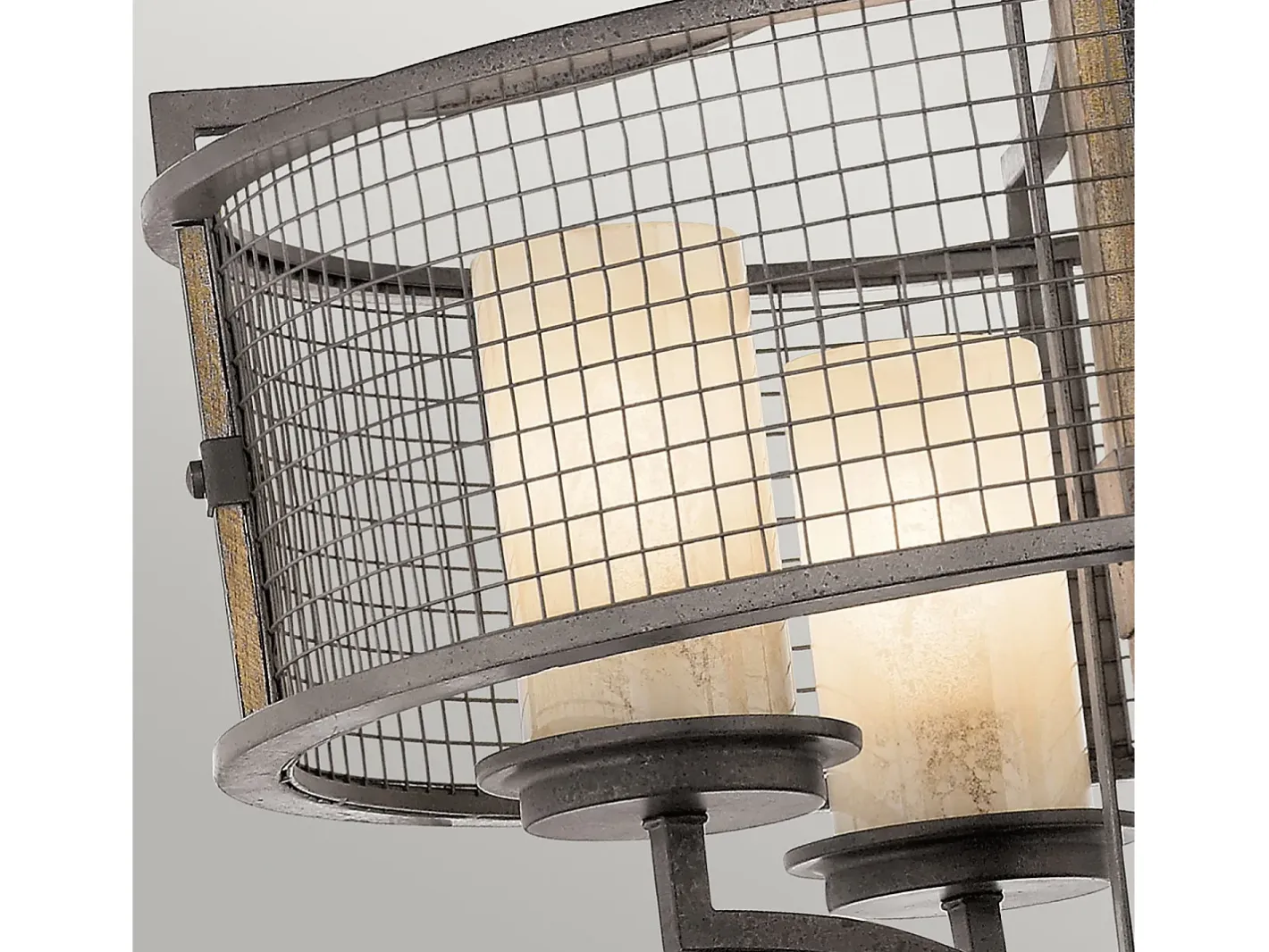 Lámpara Suspendida-Elstead Ahrendale Multi Arm Chandelier 4 Light Mesh Iron Finish, E27 Gris