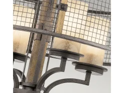 Lámpara Suspendida-Elstead Ahrendale Multi Arm Chandelier 4 Light Mesh Iron Finish, E27 Gris