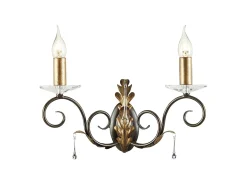 Elstead Amarilli 2 ljus inomhusljus väggljus guld, blommig bladdesign, E14 Bronce Clearance
