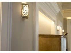 Aplique Para Pared-Elstead Arabesque 1 ljus inomhusvägglampa Silver Leaf, E14 Plateado