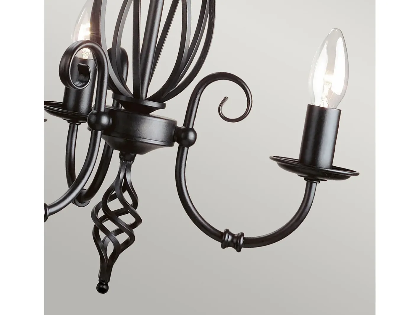Lámpara Suspendida-Elstead Artisan Ljuskrona 3 ljussvart finish, E14 Negro