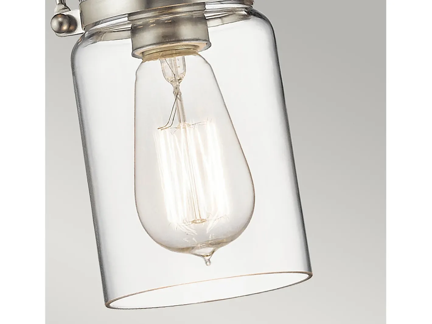 Elstead Brinley 1 Light Ceiling Mini Pendel Borstad Nickel, E27 Gris