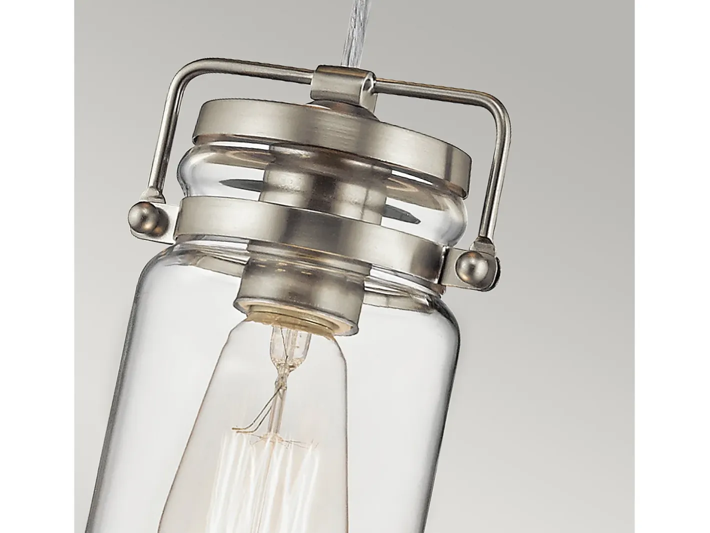 Elstead Brinley 1 Light Ceiling Mini Pendel Borstad Nickel, E27 Gris