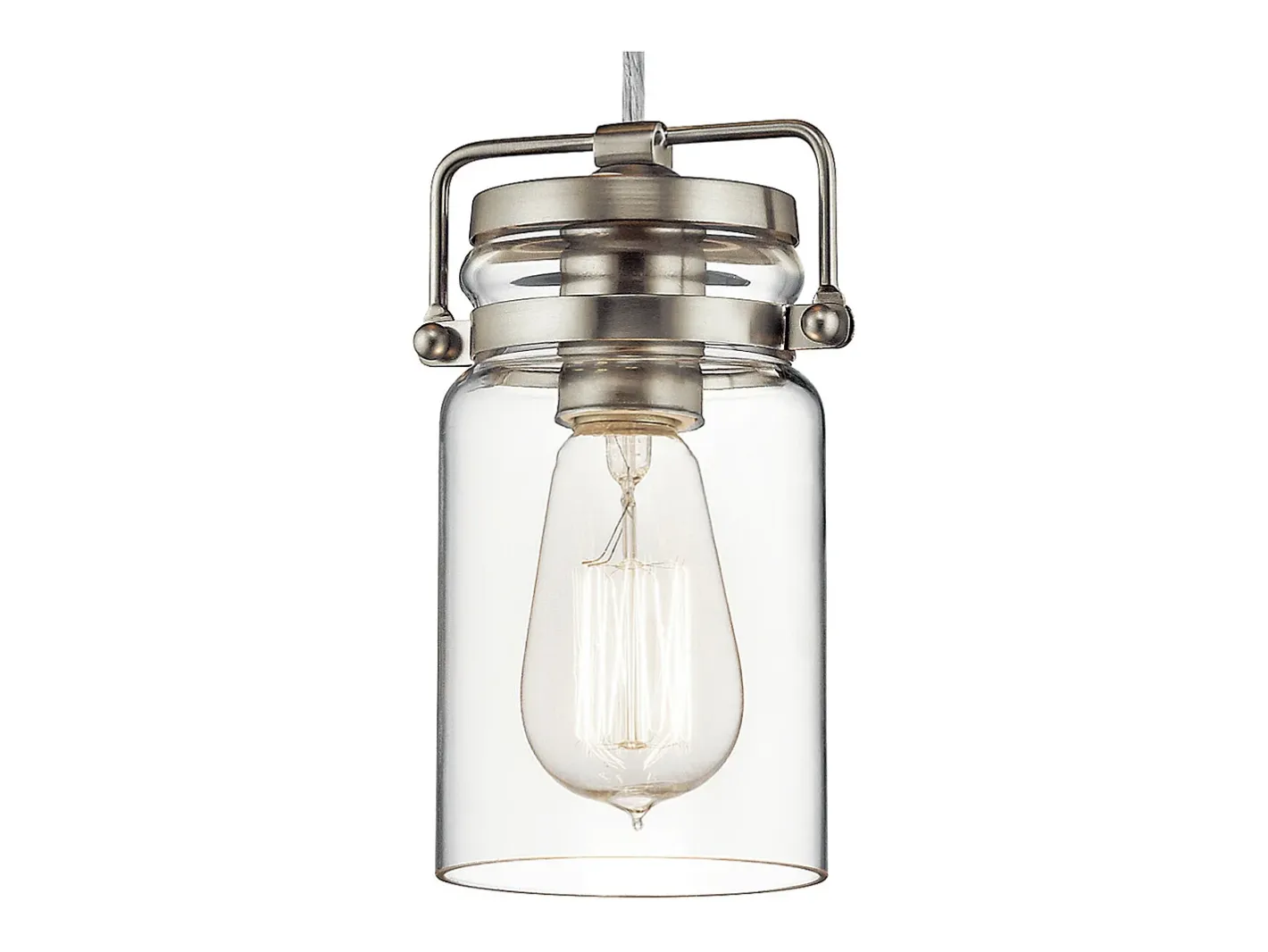 Elstead Brinley 1 Light Ceiling Mini Pendel Borstad Nickel, E27 Gris