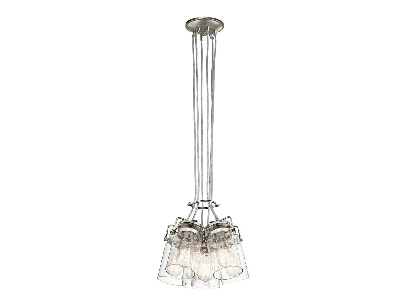 Elstead Brinley 6 Light Cluster Pendel Borstad Nickel, E27 Gris