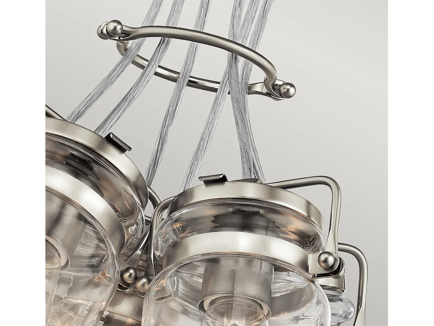 Elstead Brinley 6 Light Cluster Pendel Borstad Nickel, E27 Gris