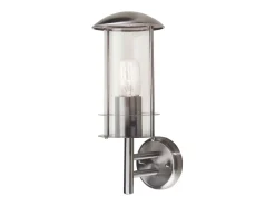Iluminación Exterior-Elstead Bruges 1 Ljus Utomhusvägglykta Ljus Rostfritt stål IP44, E27 Gris
