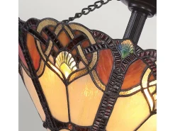 Elstead Cambridge 2 Ljus Semi Flush Ceiling Light Vintage Bronze, Tiffany Glass, E27 Bronce Online