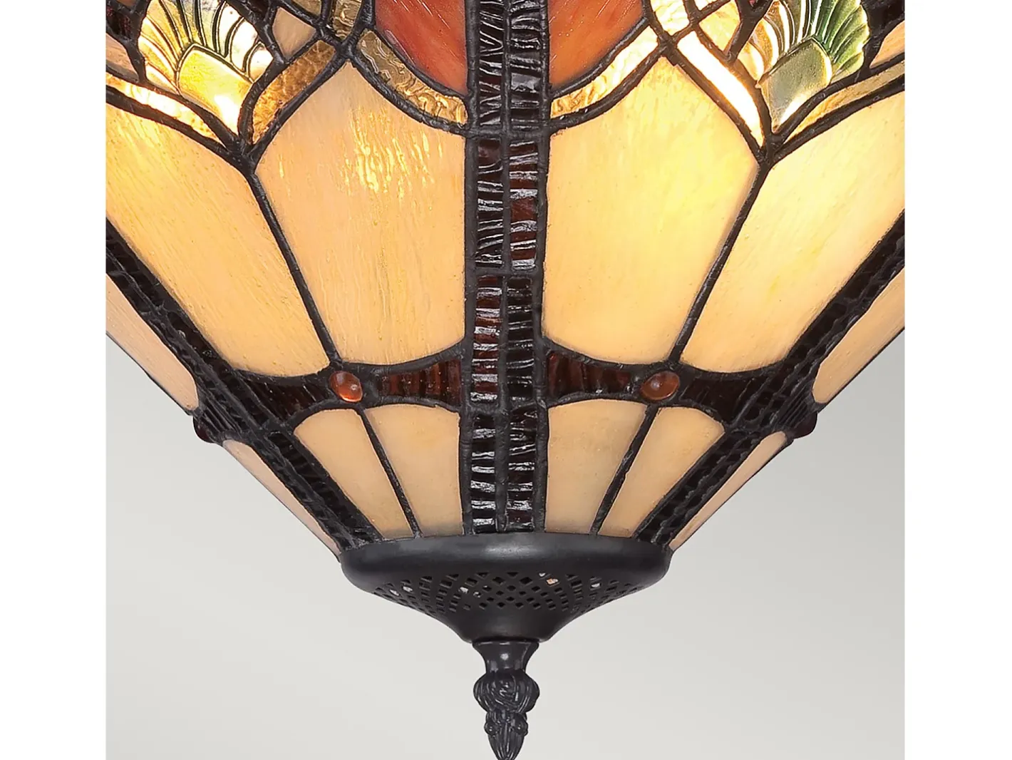 Elstead Cambridge 2 Ljus Semi Flush Ceiling Light Vintage Bronze, Tiffany Glass, E27 Bronce Online