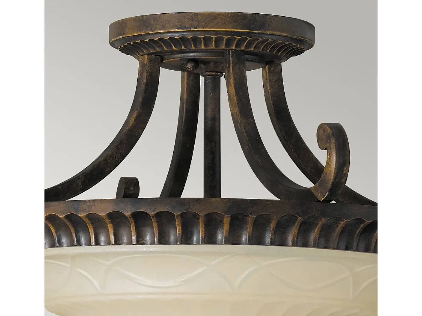 Plafón-Elstead Drawing Room 2 Lätt Tak Semi Flush Light Walnut, E27 Marru00f3n