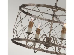 Elstead Dury 4 Light Cage Takhänge Century Silver Leaf, E14 Plateado Clearance