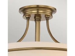 Elstead Griffin 3 Light Semi-Flush Light - Weathered Brass, E27 Camel