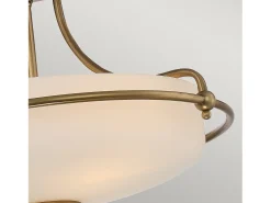 Elstead Griffin 3 Light Semi-Flush Light - Weathered Brass, E27 Camel
