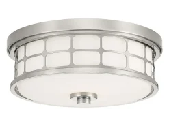 Plafón-Elstead Guardian 2 Light Flush Mount - Borstad Nickel Finish, E27 Gris