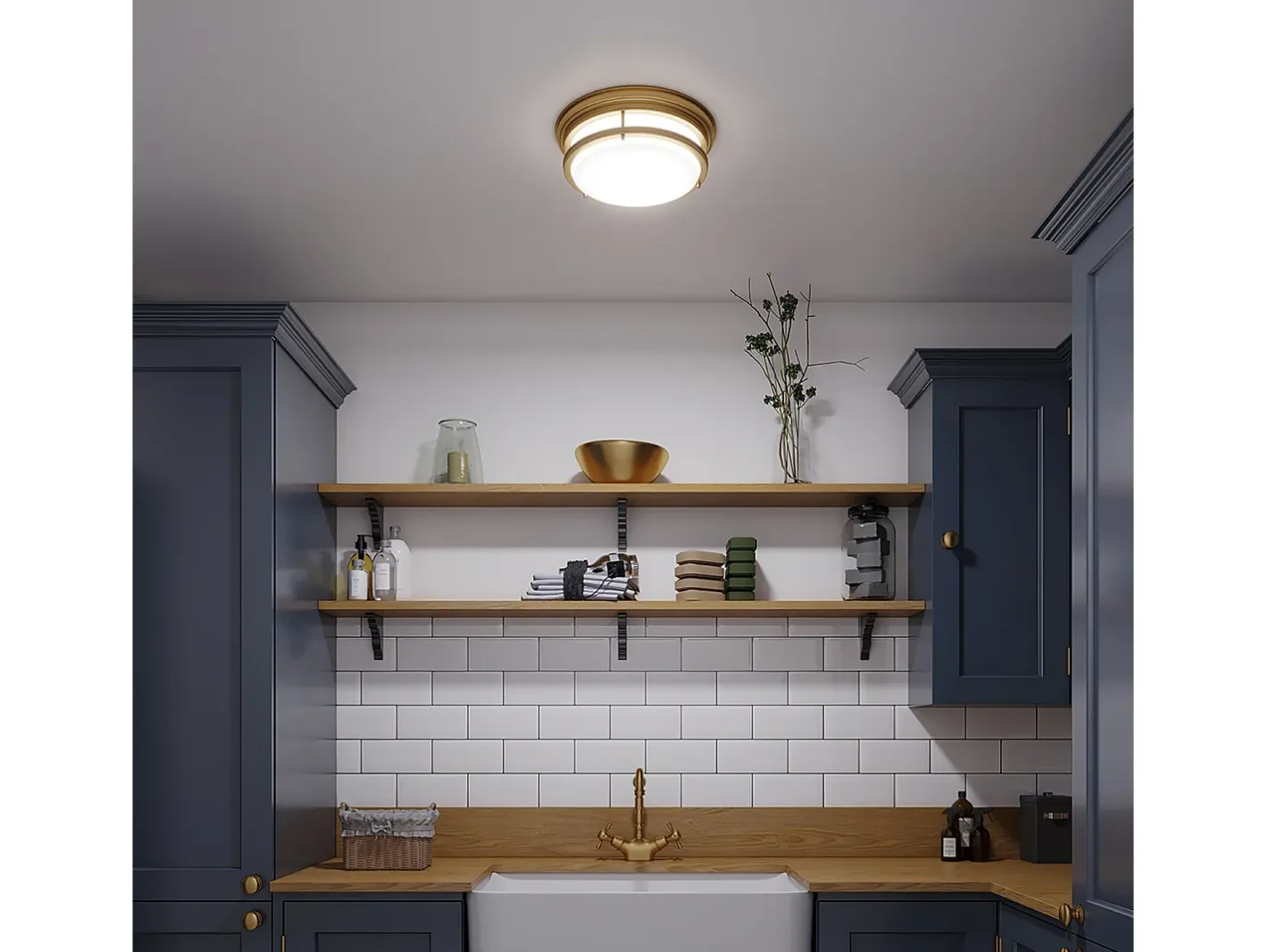 Elstead Hadley 3 Ljus Semi Flush Ceiling Light Borstad brons, E27 Bronce