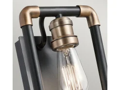 Sale Elstead Imahn 1 ljus inomhusvägglampa svart, naturmässing, E27 Camel