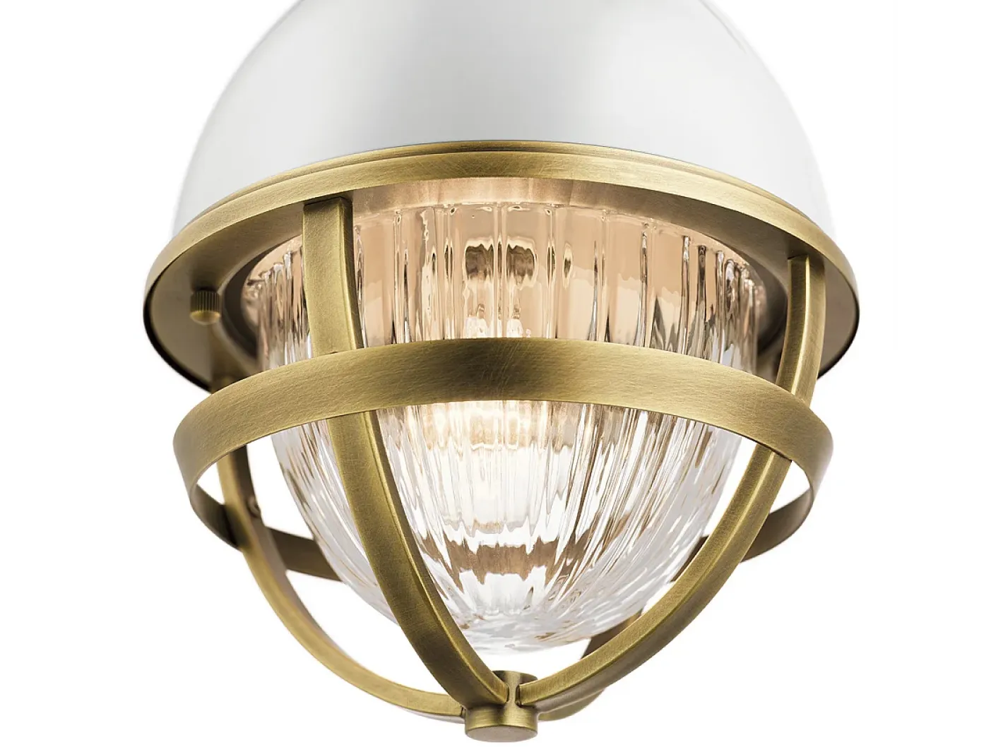Hot Elstead Kichler Tollis Globe Pendel Taklampa Natur Mässing & Vit Camel