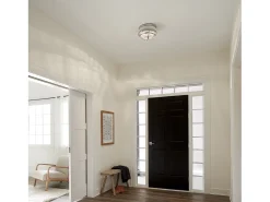 Sale Elstead Kichler Tollis Skål Semi Flush Ceiling Light Borstad Nickel & Vit Gris