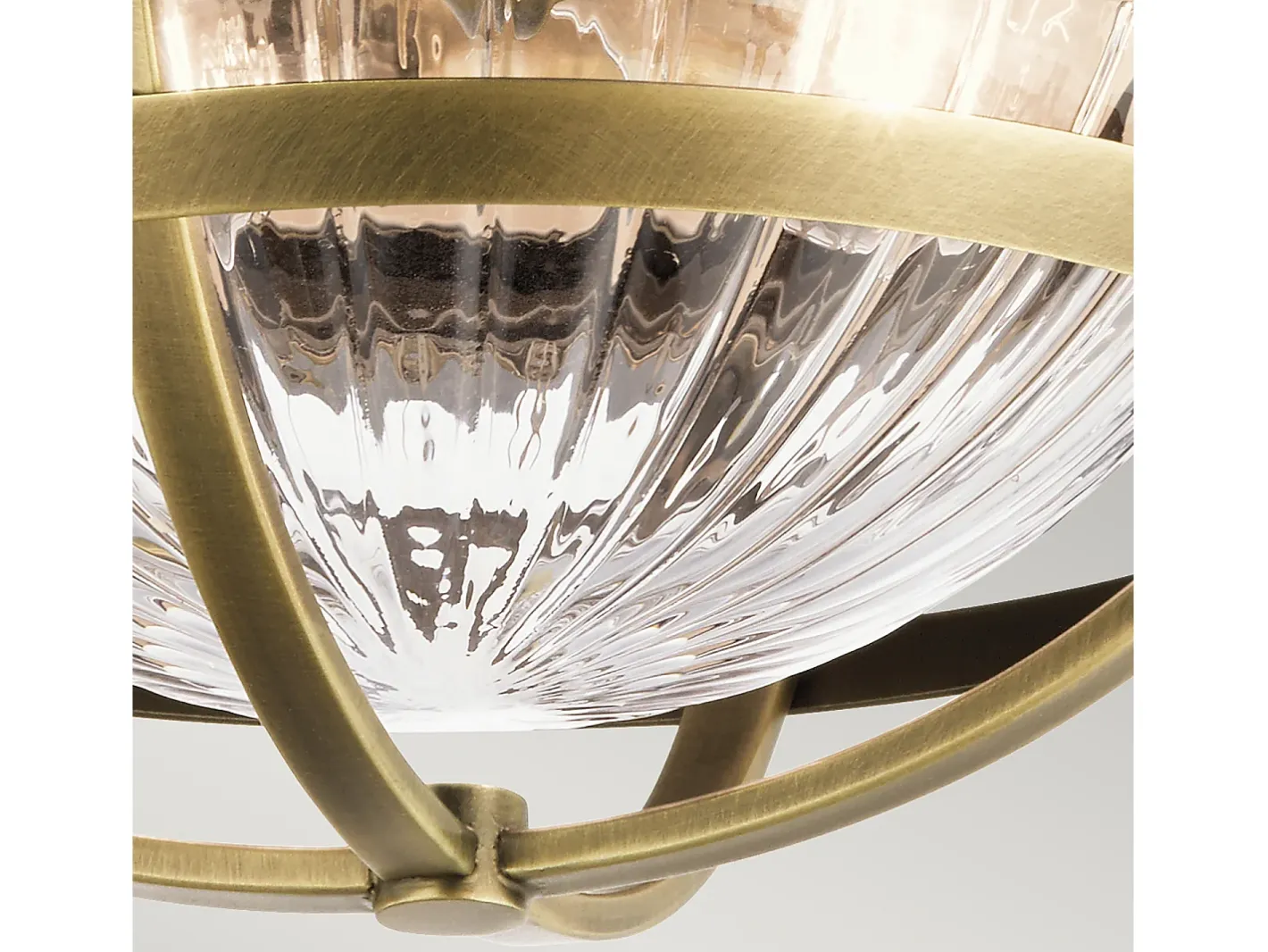 Elstead Kichler Tollis Skål Semi Flush Taklampa Natur Mässing & Vit Camel