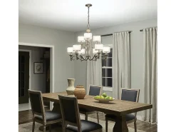Clearance Elstead Lacey 9 ljus ljuskrona, antikt tenn, E14 Gris