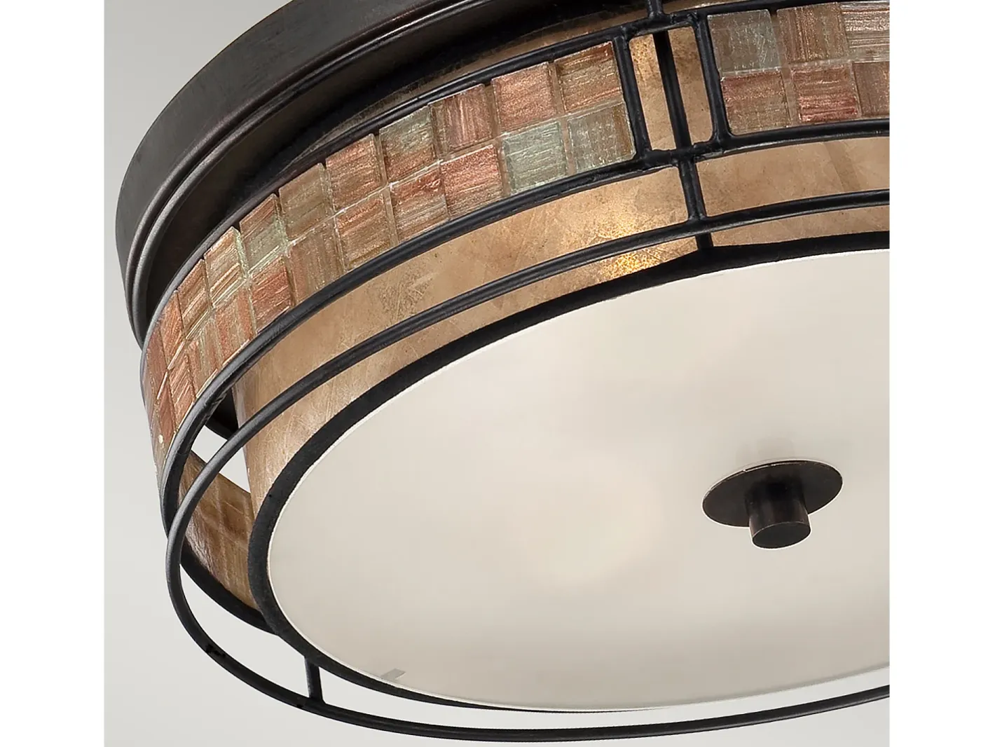 Hot Elstead Laguna 3 ljus stor infälld taklampa renässanskoppar, E27 Cobrizo